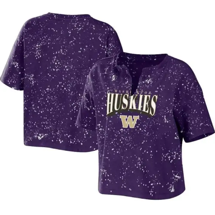 Washington Huskies T-shirt femme NCAA délavé par éclaboussures 22 PUR