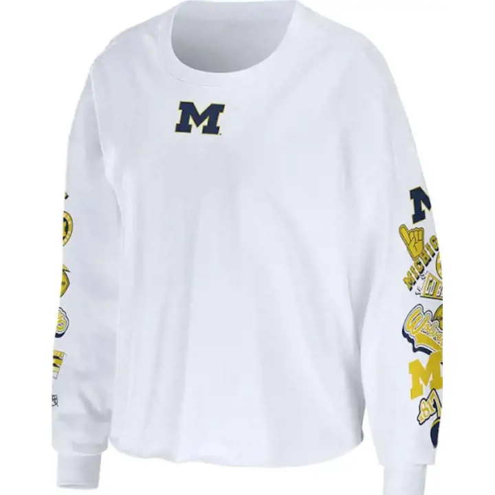 T-Shirt Manches Longues Célébration NCAA Michigan Wolverines 22 BLANC