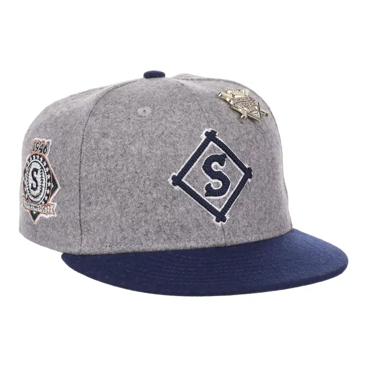 Casquette en laine ajustée Seattle Steelheads NLB Walk Off gris/marine/vert