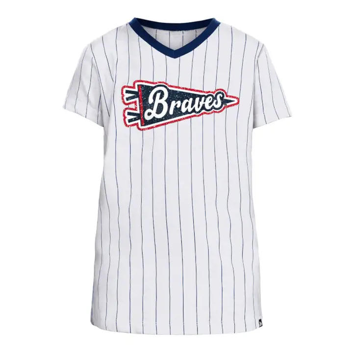 T-shirt rayé pour jeune fille Atlanta Braves MLB 23 blanc