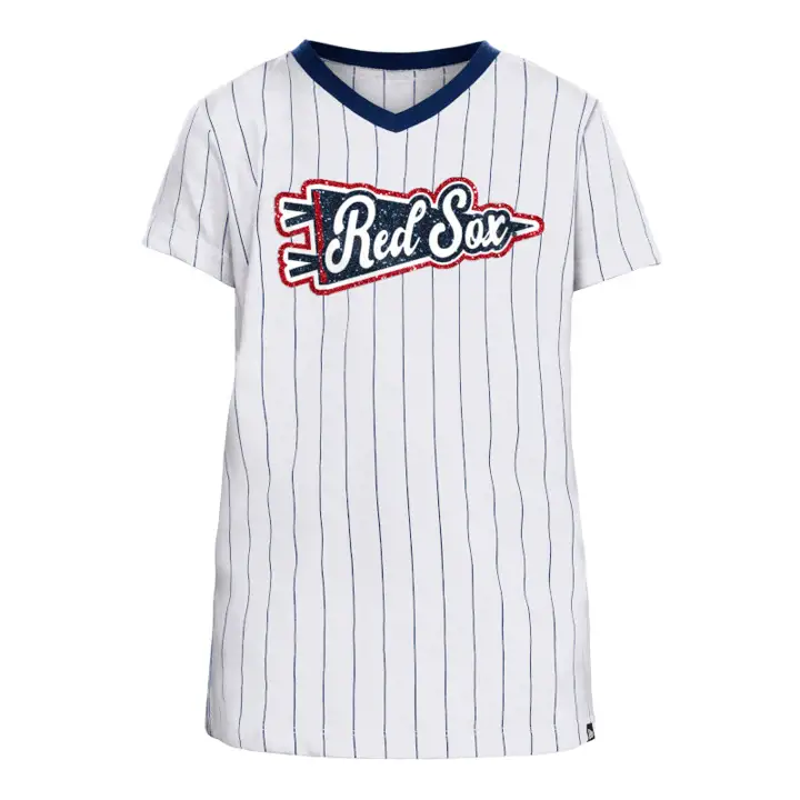 T-shirt rayé pour jeunes filles MLB Boston Red Sox 23 blanc