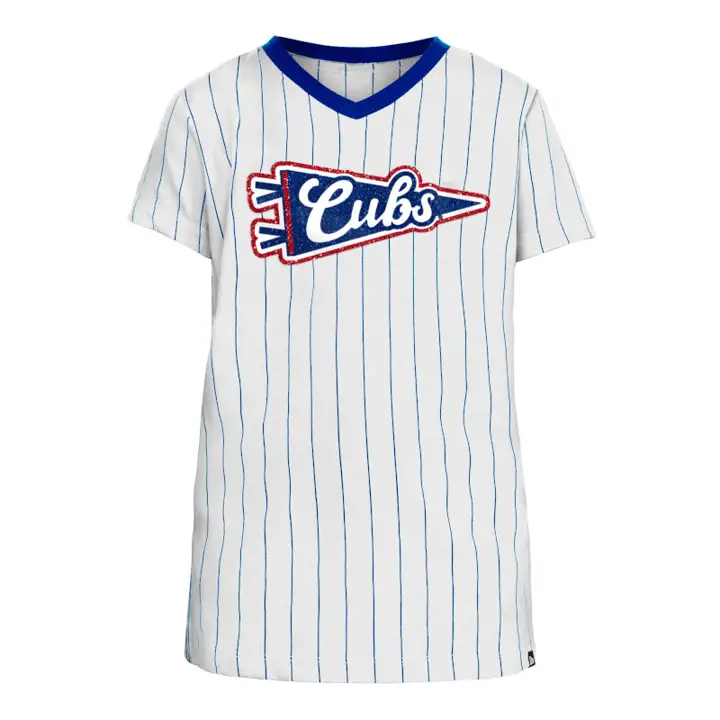 T-shirt rayé pour jeunes filles MLB des Cubs de Chicago 23 blanc