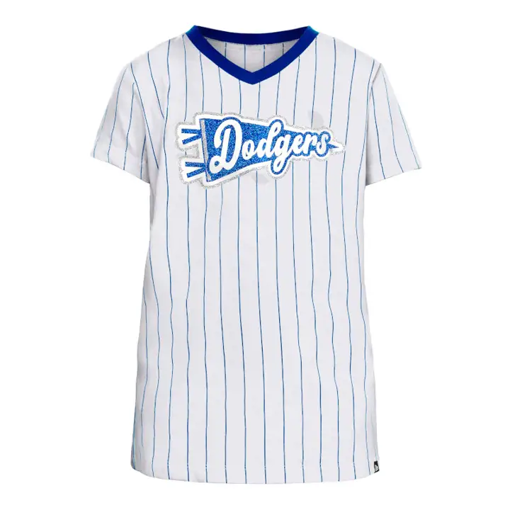 T-shirt à rayures pour jeunes filles MLB Los Angeles Dodgers 23 BLA