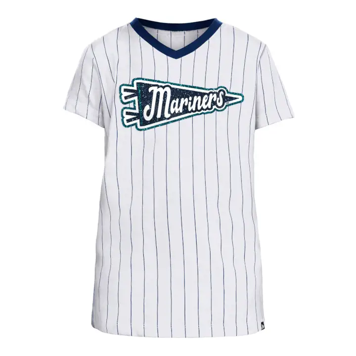 T-shirt rayé Seattle Mariners MLB pour jeunes filles 23 blanc