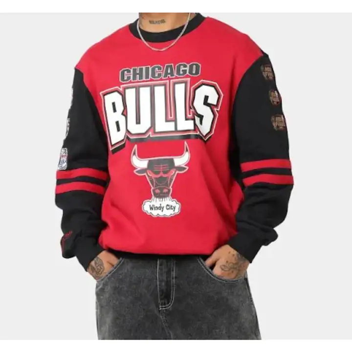 CHICAGO BULLS NBA ALL OVER CREW 2.0 Mitchell & Ness Rouge