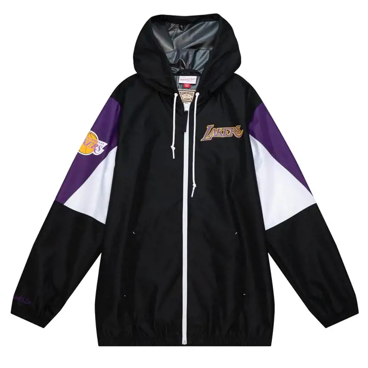 COUPE-VENT À CAPUCHE ENTIÈREMENT ZIPPÉ Mitchell & Ness LAKERS NBA THROW IT BACK