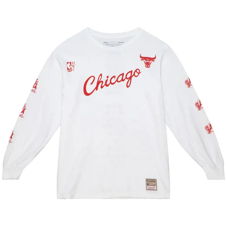 T-shirt Mitchell & Ness « Cherry Bomb » des Bulls de Chicago (NBA) à manches longues blanc