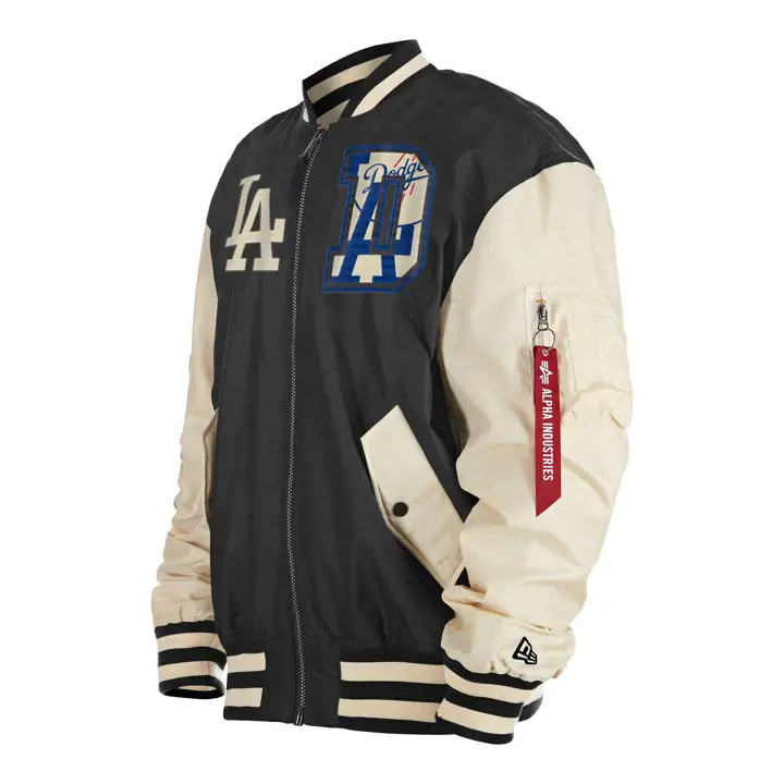 Blouson bombardier de printemps Alpha MLB des Dodgers de Los Angeles, noir