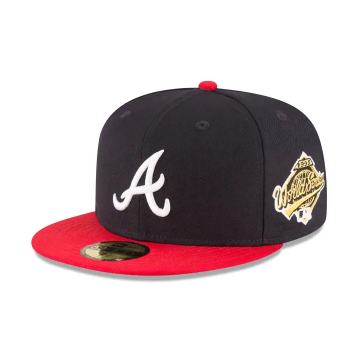 Casquette ajustée en laine 59FIFTY MLB WS des Atlanta Braves marine/rouge