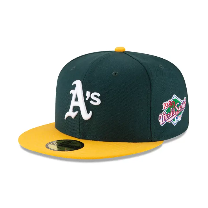 Oakland Athletics MLB WS Bonnet en laine 59FIFTY vert foncé/jaune