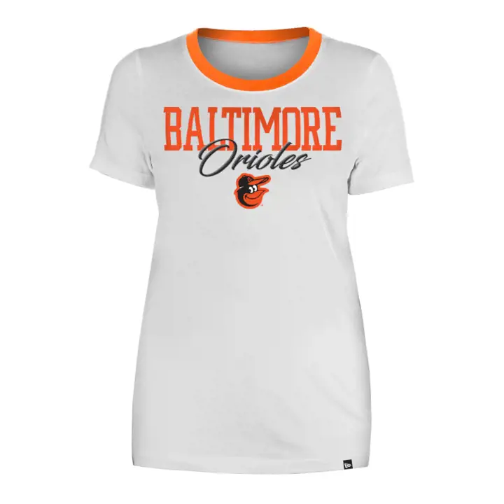 T-shirt femme Orioles MLB à manches courtes avec logo « Wordmark » blanc