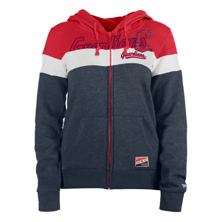 Cleveland Guardians MLB Sweat à capuche zippé contrasté pour femme 23 dk