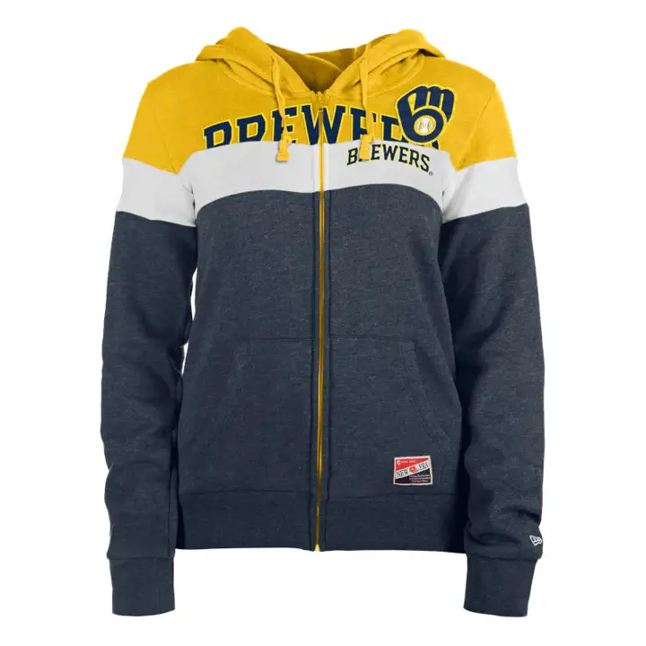 Milwaukee Brewers MLB - Sweat à capuche zippé contrasté pour femme 23 dkgr