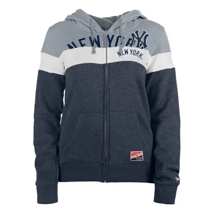 New York Yankees MLB Sweat à Capuche Entièrement Zippé Femme Contrasté 23 dkgry