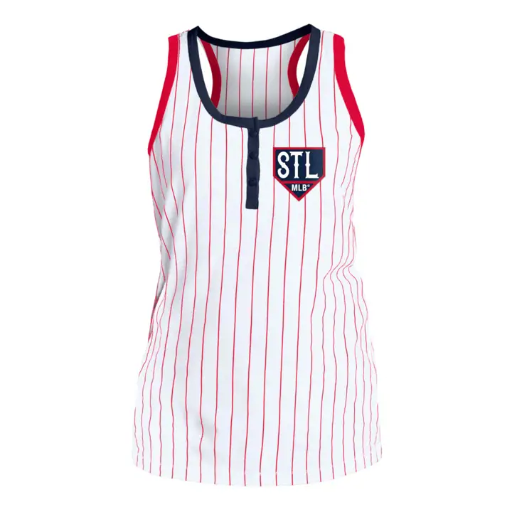 Débardeur rayé pour femme MLB des Cardinals de St. Louis 23 blc