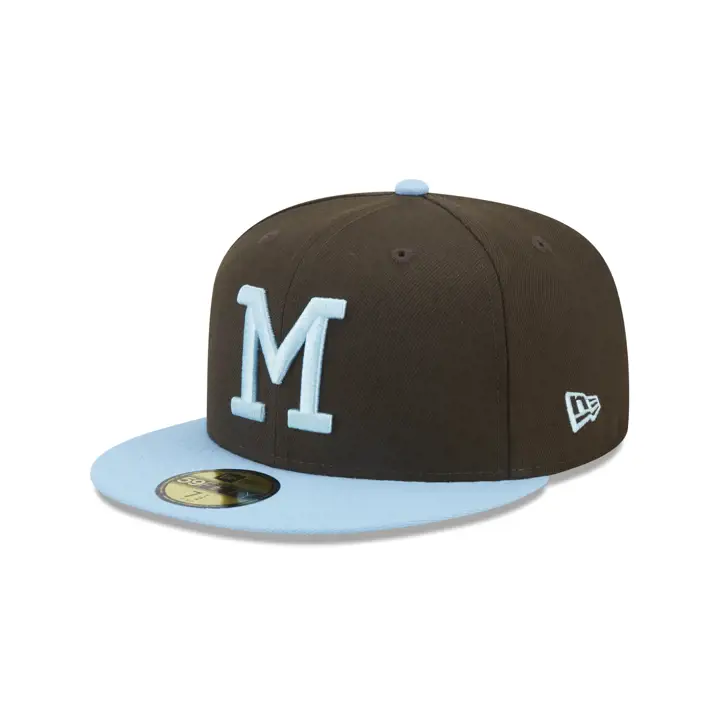 Casquette 59FIFTY MLB Muddy Waters des Milwaukee Braves – Noyer/Bleu ciel/Gris