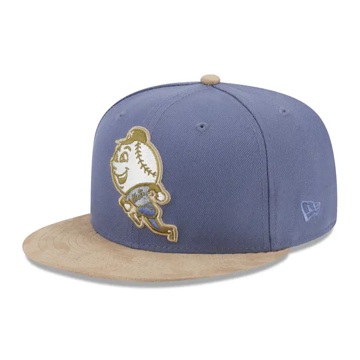 New York Mets MLB Casquette 59FIFTY en daim Slate BLEU/HAVANE/GRIS