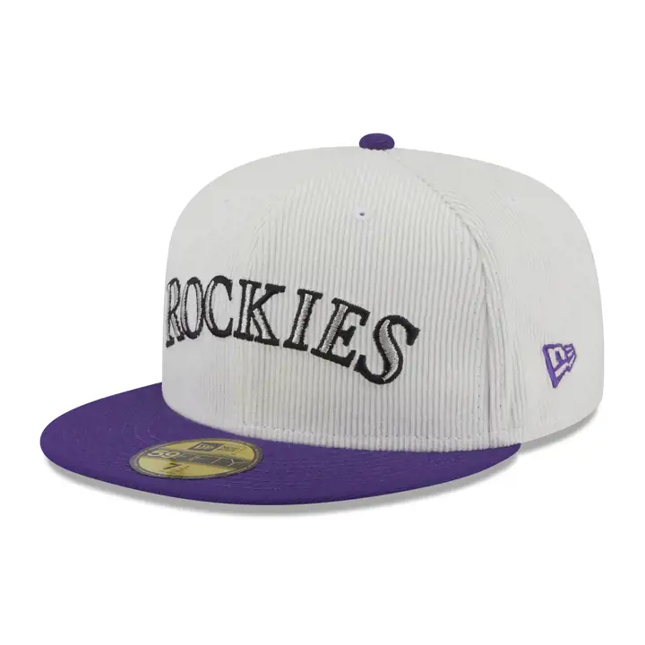 Casquette 59FIFTY en velours côtelé MLB Colorado Rockies, blanc/violet/gris