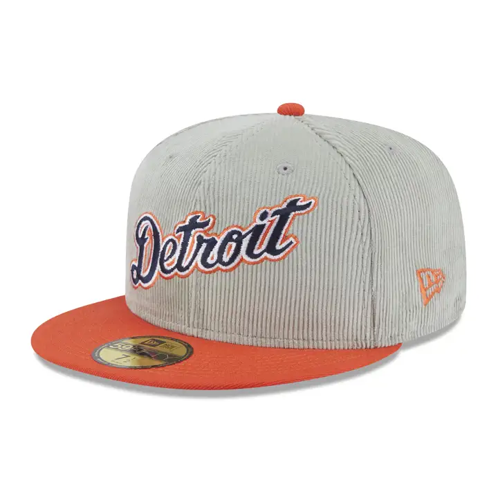 Casquette 59FIFTY Detroit Tigers MLB en velours côtelé gris/orange/gris