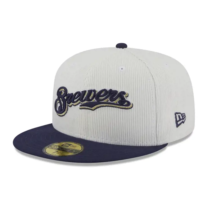 Casquette 59FIFTY MLB à cordon Milwaukee Brewers, blanc/marine/gris