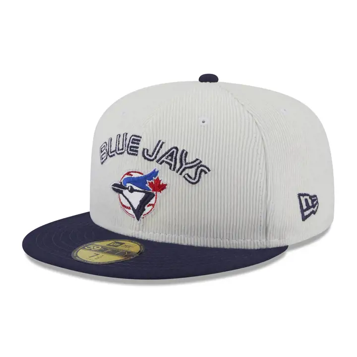 Casquette 59FIFTY MLB Cord Script des Blue Jays de Toronto – blanc/bleu/gris