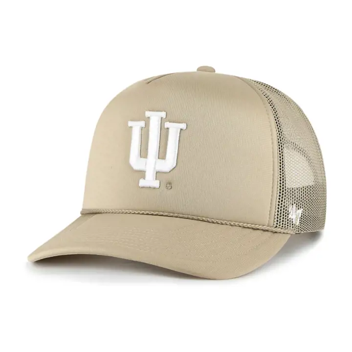 Casquette camionneur Indiana Hoosiers NCAA en mousse sur le devant kaki/blanc