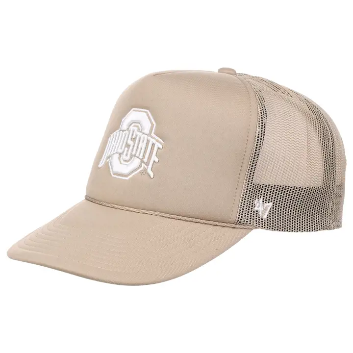 Ohio State Buckeyes NCAA Casquette camionneur en mousse kha/blanc