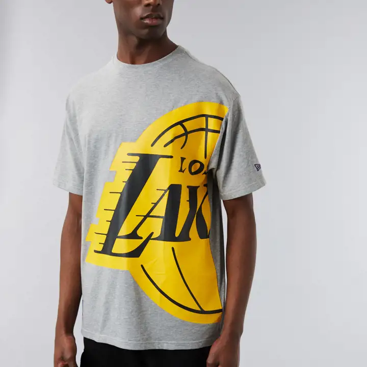 T-SHIRT OVERSIZE LAKERS DE LOS ANGELES NBA DEMI-LOGO GRIS