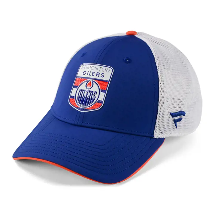 CASQUETTE TRUCKER BLEUE/BLANCHE DES OILERS D'EDMONTON POUR LE REPÊCHAGE DE LA LNH 2023