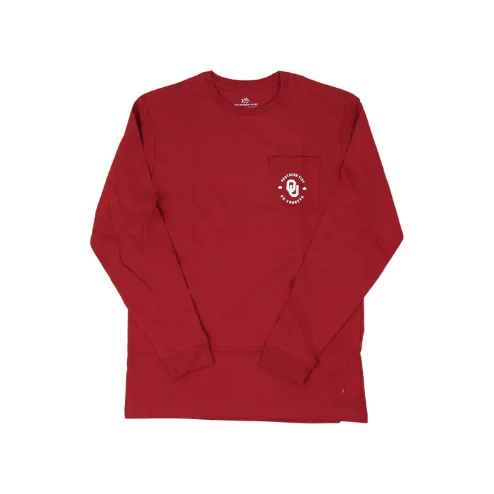 T-shirt manches longues à médaillon avec logo NCAA des Oklahoma Sooners 22 CRIM