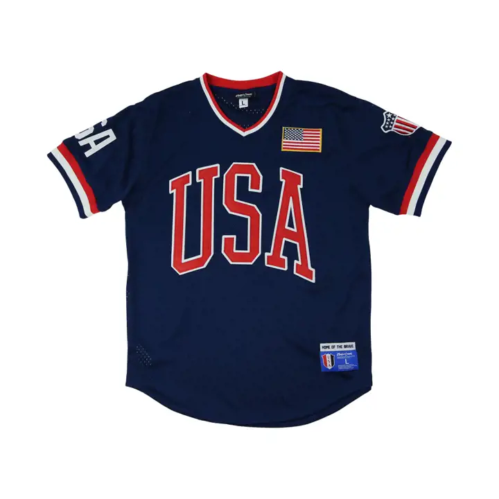 Maillot col en V bleu marine « Fierté nationale des États-Unis d'Amérique »