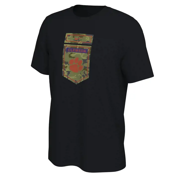 Clemson Tigers M NK TEE VET DAY CAMO QS blk