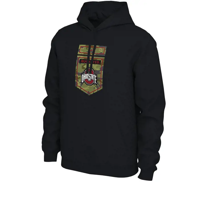 Ohio State Buckeyes M NK HOODY VET DAY CAMO QS blk