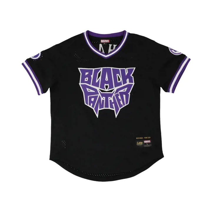 Maillot en maille col en V Black Panther Marvel pour jeune noir/violet