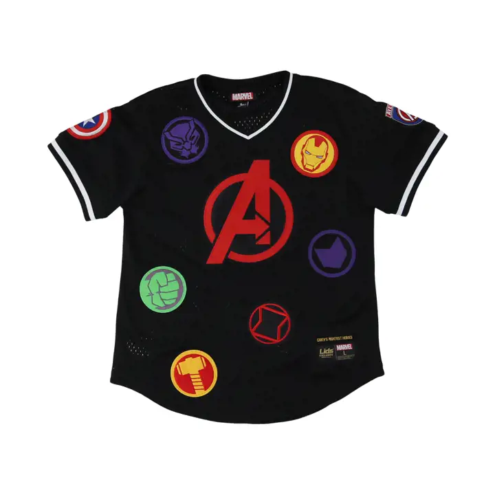 Maillot Avengers Marvel en mesh col en V pour jeune, noir/anthracite