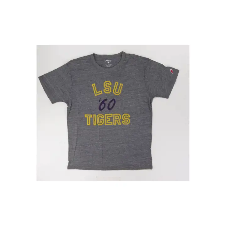 T-shirt L.S.U. Puff Mascot Year Victory Falls à manches courtes - Gris chiné