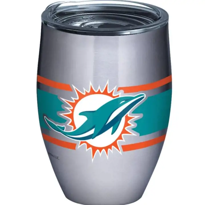 Gobelet en acier inoxydable rayé de 12 oz des Dolphins de Miami