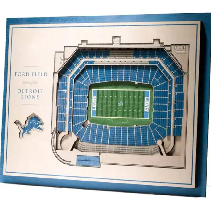 Décoration murale 3D Detroit Lions 5 Couches StadiumView