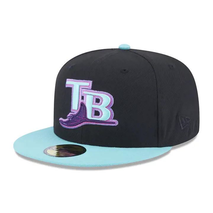 Casquette 59FIFTY MLB Cosmic Dust des Tampa Bay Rays, noir/vert clair/violet