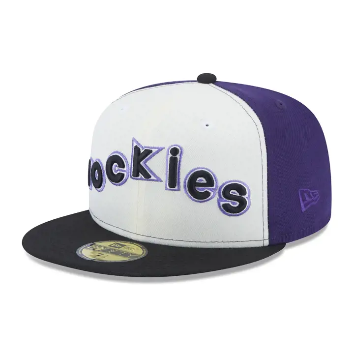 Casquette 59FIFTY Wordmark MLB Retro Star des Colorado Rockies - Violet/Noir/Gris