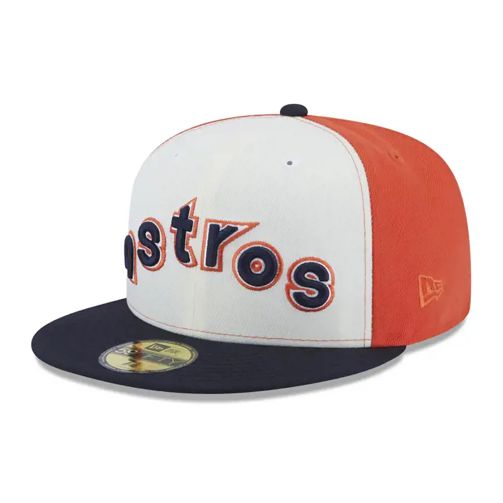 Casquette 59FIFTY MLB Rétro Star Wordmark des Houston Astros - Orange/Bleu marine/Gris