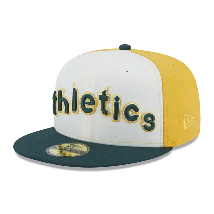 Casquette 59FIFTY MLB Rétro Star Wordmark Oakland Athletics jaune/vert foncé
