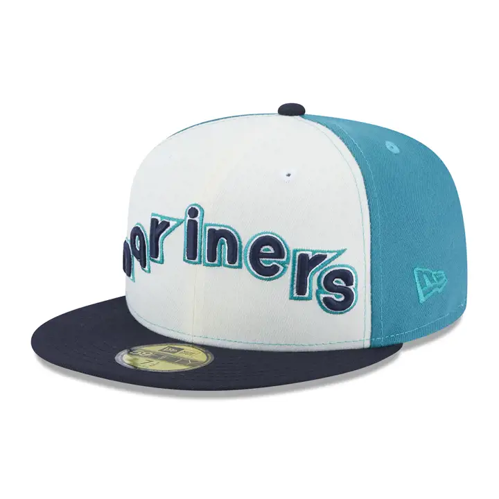 Seattle Mariners MLB Retro Star Wordmark 59FIFTY sarcelle/MARINE/G