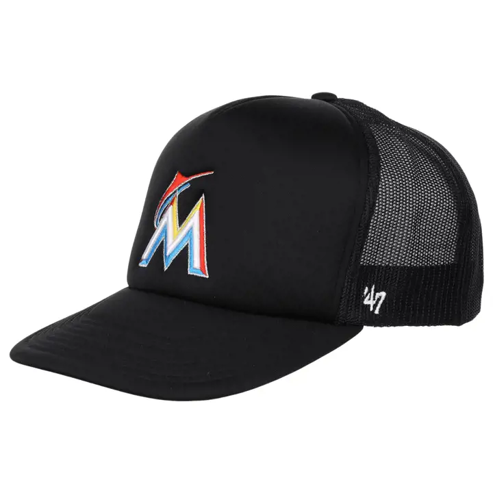 Casquette de baseball en mousse Miami Marlins MLB, noir/noir/noir
