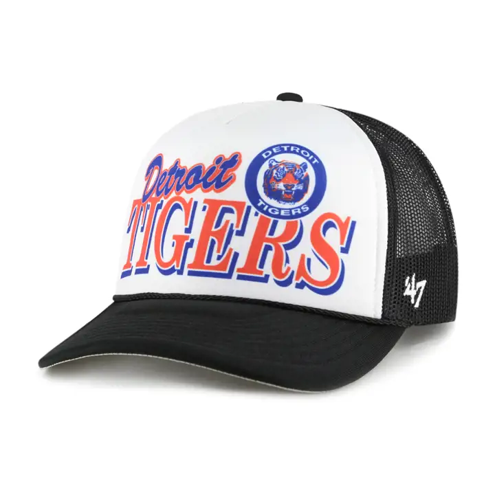 Casquette de baseball trucker en mousse Detroit Tigers MLB Creedence noire/blanche/noire
