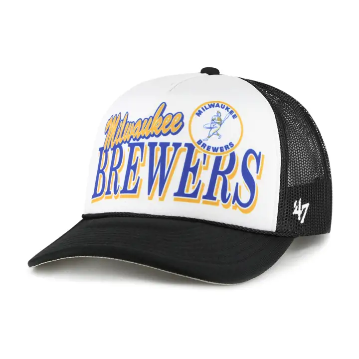 Casquette trucker en mousse Milwaukee Brewers MLB Creedence noir/blanc/noir