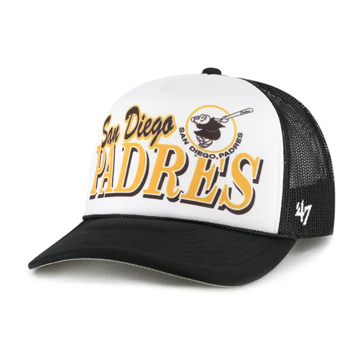 Casquette Trucker en mousse Creedence MLB des Padres de San Diego, noire/blanche/noire