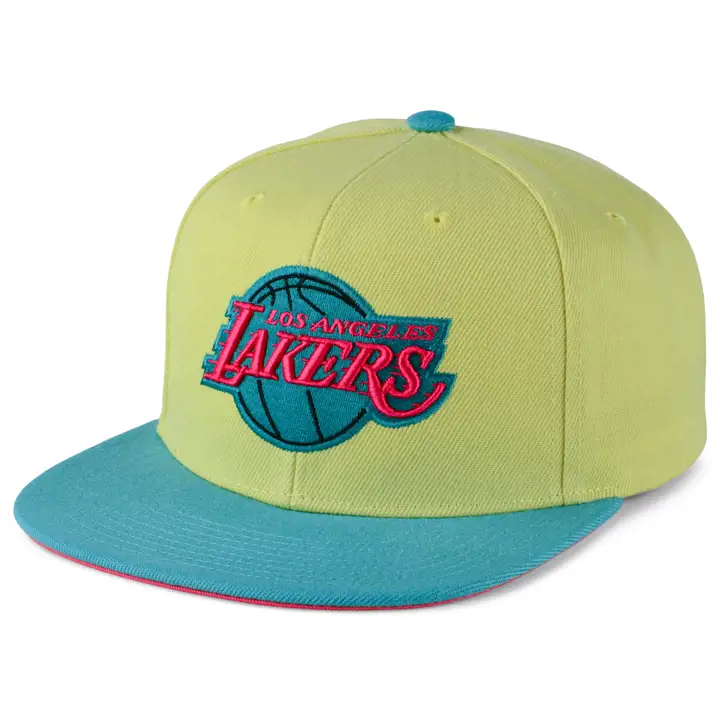 Casquette snapback Los Angeles Lakers NBA, thé glacé, citronnade, jaune/turquoise/rose