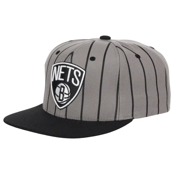 Brooklyn Nets NBA 2 Tone Pinstripe Snapback gris/noir/vert