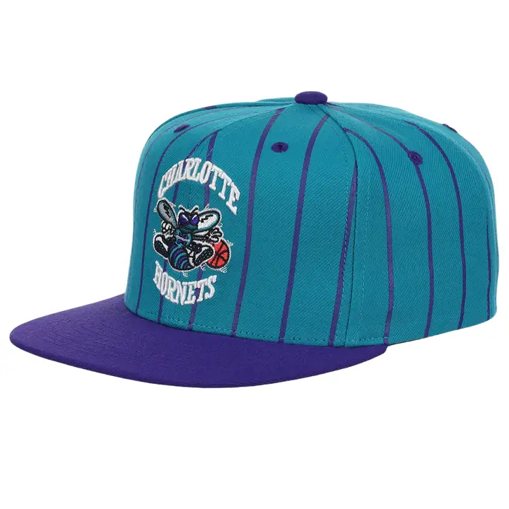 Charlotte Hornets NBA Casquette Snapback bicolore rayée sarcelle/violet/vert